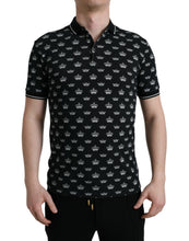 Load image into Gallery viewer, Dolce &amp; Gabbana Black Crown Collared Short Sleeve T-shirt
