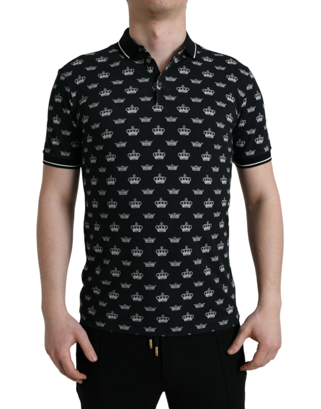 Dolce & Gabbana Black Crown Collared Short Sleeve T-shirt