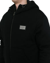 Load image into Gallery viewer, Dolce &amp; Gabbana Black Cotton Hooded Logo Bomber Jacket
