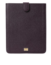 Load image into Gallery viewer, Dolce &amp; Gabbana Dark Brown Leather Logo Plaque Cover Sleeve Tablet Case
