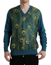 Load image into Gallery viewer, Dolce &amp; Gabbana Green Peacock Feather Pullover Sweater
