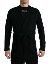 Load image into Gallery viewer, Dolce &amp; Gabbana Black Cashmere Long Sleeves Belted Wrap Robe
