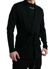 Load image into Gallery viewer, Dolce &amp; Gabbana Black Cashmere Long Sleeves Belted Wrap Robe
