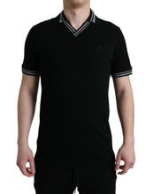 Load image into Gallery viewer, Dolce &amp; Gabbana Black Cotton Collared V-neck Polo T-shirt
