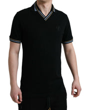 Load image into Gallery viewer, Dolce &amp; Gabbana Black Cotton Collared V-neck Polo T-shirt
