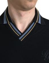 Load image into Gallery viewer, Dolce &amp; Gabbana Black Cotton Collared V-neck Polo T-shirt
