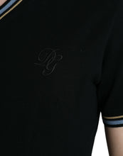 Load image into Gallery viewer, Dolce &amp; Gabbana Black Cotton Collared V-neck Polo T-shirt
