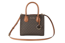 Load image into Gallery viewer, Michael Kors Mercer Medium Leather Messenger Crossbody Handbag (Brown Signature)
