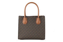 Load image into Gallery viewer, Michael Kors Mercer Medium Leather Messenger Crossbody Handbag (Brown Signature)

