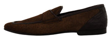 Load image into Gallery viewer, Dolce &amp; Gabbana Elegant Brown Caiman Leather Loafers
