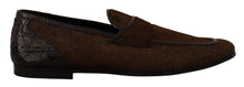 Load image into Gallery viewer, Dolce &amp; Gabbana Elegant Brown Caiman Leather Loafers
