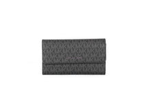 Load image into Gallery viewer, Michael Kors Jet Set Travel Leather Large Trifold Wallet Clutch Black
