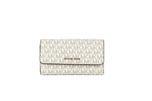 Load image into Gallery viewer, Michael Kors Jet Set Travel Leather Large Trifold Wallet Clutch Vanilla
