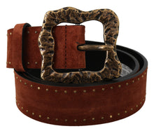 Load image into Gallery viewer, Dolce &amp; Gabbana Elegant Suede Leather Belt with Gold Studs
