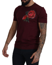 Load image into Gallery viewer, Dolce &amp; Gabbana Bordeaux Roses Cotton Crewneck T-shirt
