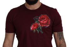 Load image into Gallery viewer, Dolce &amp; Gabbana Bordeaux Roses Cotton Crewneck T-shirt
