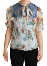 Load image into Gallery viewer, Dolce &amp; Gabbana Chic Floral Silk Blouse with Ascot Collar
