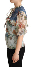 Load image into Gallery viewer, Dolce &amp; Gabbana Chic Floral Silk Blouse with Ascot Collar
