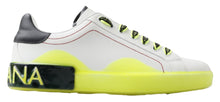 Load image into Gallery viewer, Dolce &amp; Gabbana White Yellow Portofino Leather Sneakers Shoes
