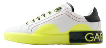 Load image into Gallery viewer, Dolce &amp; Gabbana White Yellow Portofino Leather Sneakers Shoes
