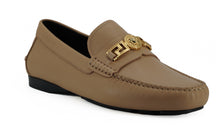 Load image into Gallery viewer, Versace Exquisite Medusa Gold-Tone Leather Loafers
