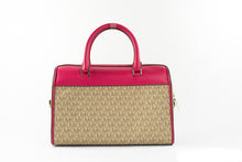 Load image into Gallery viewer, Michael Kors Travel Medium Carmine Pink Signature PVC Duffle Crossbody Bag Purse
