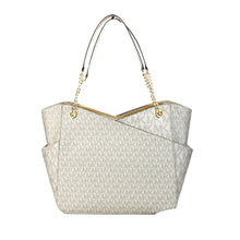 Load image into Gallery viewer, Michael Kors Jet Set Large Pale Gold Signature X Cross Chain Shoulder Tote Bag
