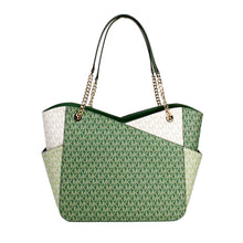 Load image into Gallery viewer, Michael Kors Jet Set Large Fern Green X Cross Chain Shoulder Tote Handbag
