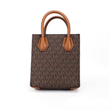 Load image into Gallery viewer, Michael Kors Mercer XS Brown Signature PVC North South Shopper Crossbody Bag
