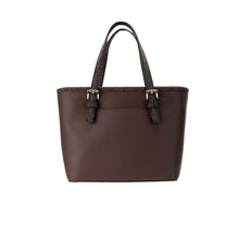 Load image into Gallery viewer, Michael Kors Jet Set Mocha Leather XS Carryall Top Zip Tote Bag Purse
