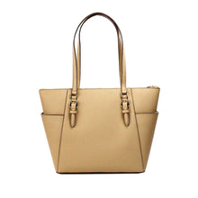 Load image into Gallery viewer, Michael Kors Charlotte Camel Large Leather Top Zip Tote Bag Purse
