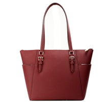 Load image into Gallery viewer, Michael Kors Charlotte Dark Cherry Large Leather Top Zip Tote Bag Purse
