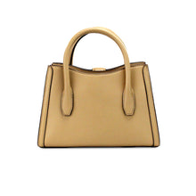 Load image into Gallery viewer, Michael Kors Gabby Small Camel Faux Leather Top Zip Satchel Crossbody Bag
