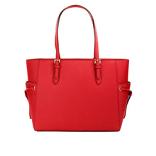 Load image into Gallery viewer, Michael Kors Gilly Large Bright Red Leather Drawstring Travel Tote Bag Purse
