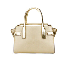 Load image into Gallery viewer, Michael Kors Carmen Medium Pale Gold Saffiano Leather Satchel Purse Bag
