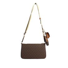 Load image into Gallery viewer, Michael Kors Jet Set Brown Signature PVC Crossbody Tech Attachment Bag Purse
