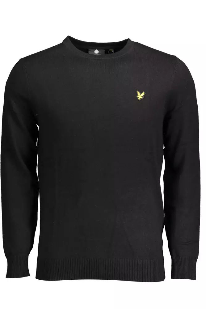 Lyle & Scott Elegant Long-Sleeved Black Cotton-Wool Blend Sweater