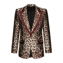 Load image into Gallery viewer, Dolce &amp; Gabbana Elegant Leopard Print Silk Tuxedo Jacket
