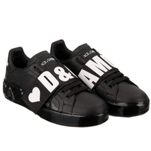 Load image into Gallery viewer, Dolce &amp; Gabbana Chic Black Strap Leather Sneakers
