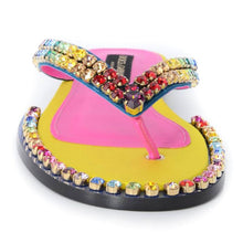 Load image into Gallery viewer, Dolce &amp; Gabbana Crystal Embellished Silk Blend Flip-Flops
