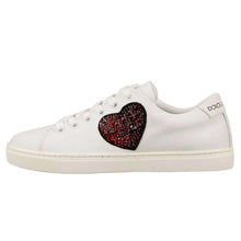 Load image into Gallery viewer, Dolce &amp; Gabbana Chic White Calfskin Sneakers with Love Accents
