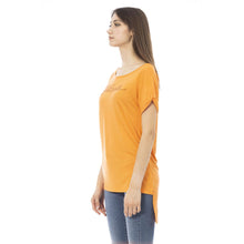 Load image into Gallery viewer, Just Cavalli Chic Orange Rhinestone Logo Tee
