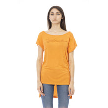 Load image into Gallery viewer, Just Cavalli Chic Orange Rhinestone Logo Tee
