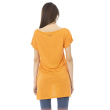 Load image into Gallery viewer, Just Cavalli Chic Orange Rhinestone Logo Tee
