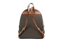 Load image into Gallery viewer, Michael Kors Jaycee Large Brown Signature PVC Shoulder Backpack Bookbag
