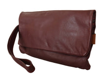 Load image into Gallery viewer, Elegant Brown Leather Clutch with Silver Detailing
