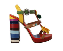 Load image into Gallery viewer, Dolce &amp; Gabbana Multicolor Floral Ankle Strap Heels
