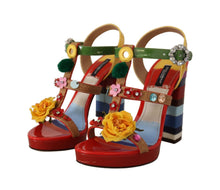 Load image into Gallery viewer, Dolce &amp; Gabbana Multicolor Floral Ankle Strap Heels
