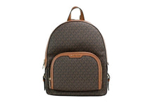 Load image into Gallery viewer, Michael Kors Jaycee Large Brown Signature PVC Shoulder Backpack Bookbag
