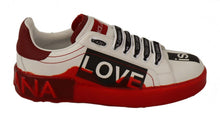 Load image into Gallery viewer, Dolce &amp; Gabbana Asymmetrical Graphic Leather Sneakers
